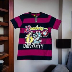 Boys Crew Neck Tee Blue Purple Sports Team Uniform Jersey Shirt #62 T-Shirt Top